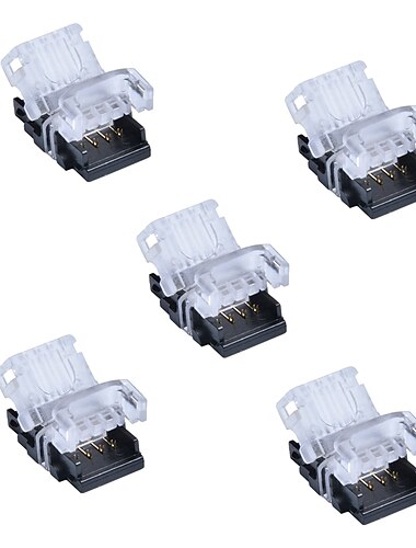  5pcs 4bin 10mm luz de tira flexible no impermeable hebilla de hipopótamo 5050 rgb led light bar conector rápido fácil de instalar cable y conector de luz de tira dc5-36v