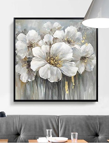  Hang-Ölgemälde Handgemalte Quadratisch Blumenmuster / Botanisch Pop-Art Modern Ohne Innenrahmen (ohne Rahmen)