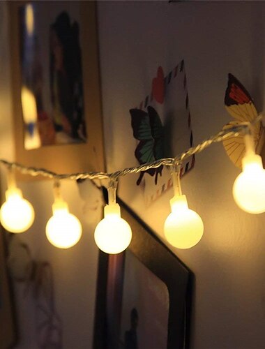  Guirlande lumineuse à petites boules rondes de 3 m et 20 LED pour réception de mariage élégante - guirlande lumineuse clignotante alimentée par batterie pour la décoration du jardin de la maison