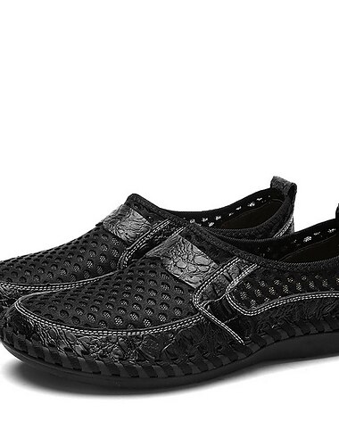  Braune atmungsaktive Loafer aus Kunstleder für Herren - lässige Sommer-Schlupfschuhe mit perforiertem Design für Outdoor-Aktivitäten