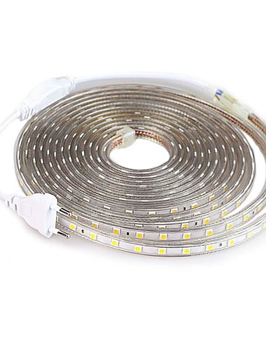  3m smd 5050 ledストリップライト防水220v 5050 ledストリップライトダイオードテープ休日の装飾ランプledストリングリボン60leds / mでeuプラグ