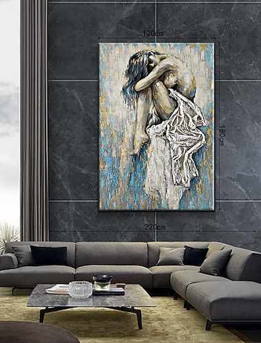  Peinture à l'huile Hang-peint Peint à la main Verticale Abstrait Chair Moderne Toile roulée (sans cadre)