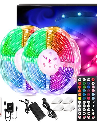  LED bandes lumineuses musique sync 300leds 10 m RVB LED bande lumineuse pour l'éclairage de la pièce SMD 5050 kit de lumières de bande à changement de couleur avec contrôleur LED bande LED flexible