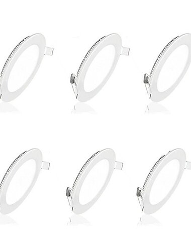  6pcs 4pcs llevó la lámpara ultradelgada del downlight 6w led empotrada en el techo rejilla empotrada delgada luz del panel redondo
