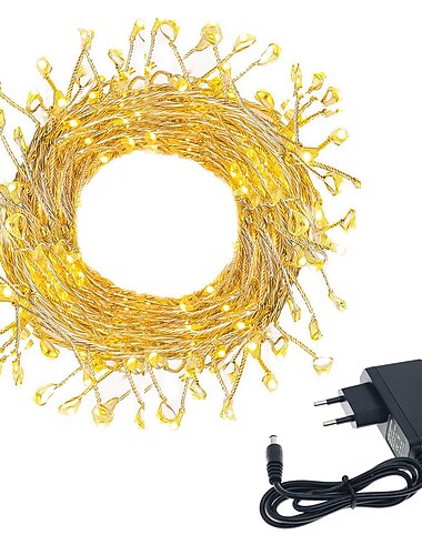  2m 200 LED knallbombe lys lyskæde - varm hvit og hvit vanntette utendørs hage lys med 6V 1A strømadapter høytidsfester