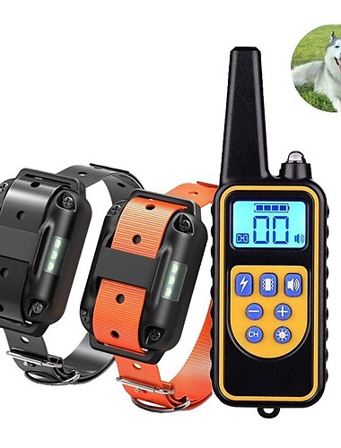 Dog Training Collar Waterproof Rechargeable 2600ft Remote Dog Shock Collar with LED Light Beep Vibration Shock for Medium/Large Breed 2 Electronic Collars Neck Lanyard
