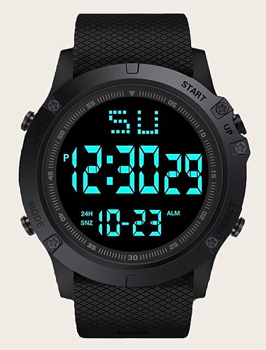  ساعة رقمية للرجال، ساعة متعددة الوظائف عسكرية، ساعة يد خارجية، ساعة LED رقمية مضيئة، قرص كبير، مقاومة للماء، حزام مطاطي، ساعة إلكترونية للطلاب