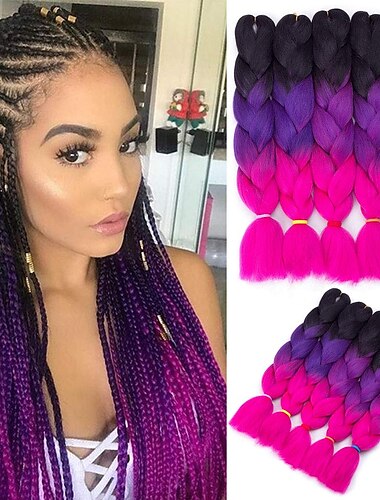  Trenzas de pelo de ganchillo Trenzas Jumbo Trenzas de caja Sombra Pelo sintético 24 pulgada Cabello para trenzas 6 piezas 3 piezas 1 PC