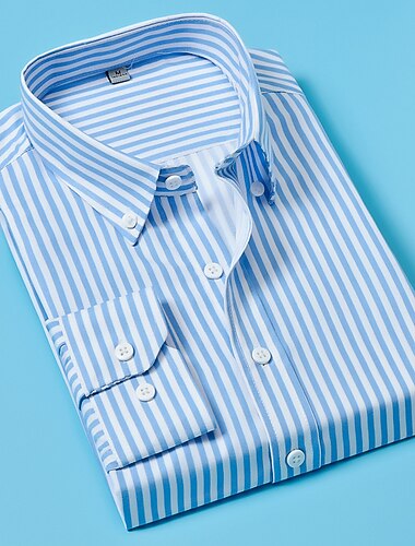  Pánské Košile k obleku Košile s knoflíkem Pruhovaná košile Košile s límečkem Proužky Svatební Práce Černá Bílá Rubínově červená Námořnická modř Dlouhý rukáv Límeček Oblečení