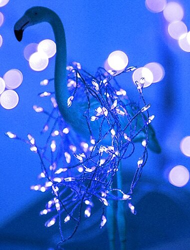  2 m lange Lichterkette mit 200 LEDs und Feuerwerkskörpern, wasserdichte dekorative Weihnachtsbeleuchtung für den Außenbereich mit Fernbedienung, 8 Modi, Dimmfunktion und Timer für Feiertagspartys