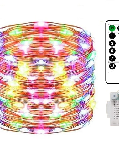  elegante bryllupsmottak fest ledede lyssnorer 20 m 200 led kobbertråd dekorative lys med fjernkontroll 8 lysmoduser for juledekorasjon til bryllupsfest (uten batteri)