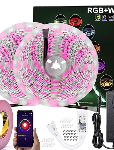  10m (2x5m) application wifi intelligente led bande lumineuse rgbw extérieur étanche 600leds 5050smd fonctionne avec alexa google avec télécommande wifi