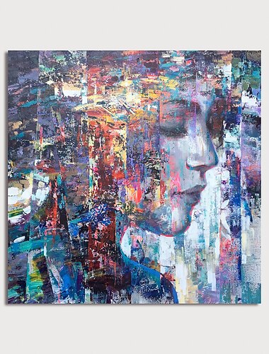  pittura a olio fatta a mano dipinta a mano arte della parete astratta ritratto di donna decorazione della casa arredamento telaio allungato pronto da appendere