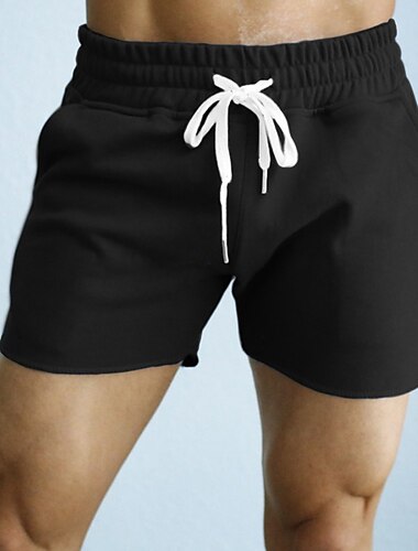  Herren Sportliche Shorts Aktive Shorts Jogginghose Trainingshose Kurze Sporthose Kordelzug Einfarbig Draussen Sport Kurz Täglich Wochenende Baumwolle Sport Schlank Schwarz Armeegrün