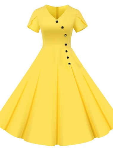  Polkadots Jurken Retro Vintage Grease Outfits Jurk Feest Kostuum A-Lijn Jurk Fancy Jurk Vrouwen Halloween Carnaval Maskerade Feest  Avond Thuiscoming Volwassenen Jurk Thuiscoming Jurken