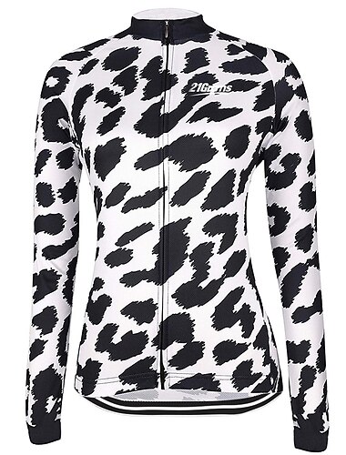  Dame Sykkeltrøyer Leopard Mønstret Morsom Langermet Sykkel Jersey Topper med 3 baklommer Fjellsykling Veisykling Hold Varm Hurtigtørkende Anatomisk design Refleksbånd sport Svart / Oransje Gul Rosa