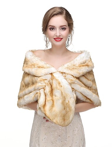  שנהב צעיפי פרווה מלאכותית לנשים משיכת כתפיים אלגנטית להתחמם חורף כלה ללא שרוולים עטיפות חתונה פורמליות לחתונה בסתיו