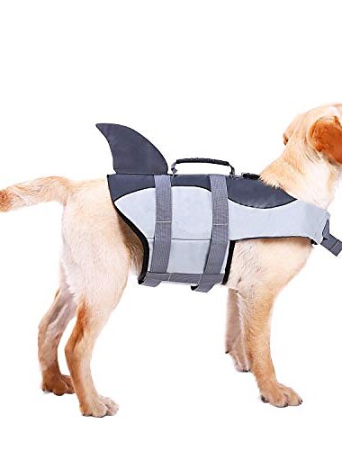  chaleco salvavidas para perros ripstop chaleco de flotación para mascotas protector de traje de baño para la seguridad del agua en la piscina, playa, canotaje gris
