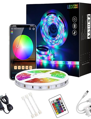  10 м 33 фута смарт smd 5050 rgb светодиодная лента Wi-Fi управляемая приложением синхронизация музыки работа с Alexa google домашняя кухня tv party 180 светодиодов с 24-клавишным контроллером dc12v