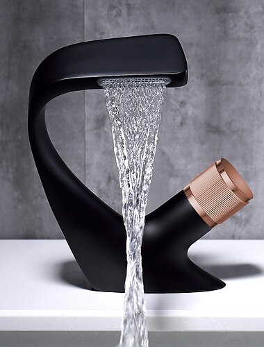  Robinet d'évier de salle de bains, mitigeur cascade de nouveauté, robinets de lavabo à poignée unique, robinets de bain à un trou avec tuyau d'eau chaude et froide