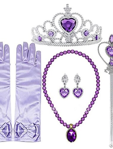  Prinzessin Elsa Handschuhe Halskette Outfits Film Cosplay for Mädchen Kinder Kindertag Maskerade