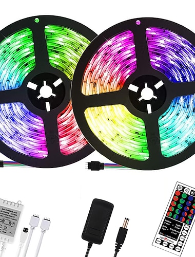  led strip verlichting rgb 10m 32.8ft kerst tiktok tv backlight 600 leds flexibele kleurverandering smd 2835 met 44 toetsen controller 100-240v voeding voor thuis slaapkamer keuken
