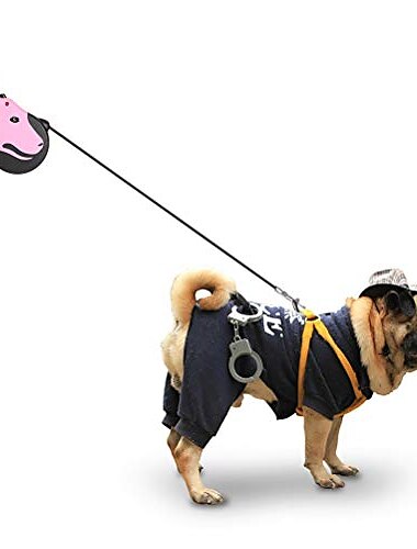  アップグレードされた格納式犬用リード、最大 33 ポンドの頑丈な 360° もつれのない犬用散歩用リード、滑り止めハンドル付き 16.5 フィートの強力な反射ナイロン テープ、片手ブレーキ、一時停止、ロック (ピンク)