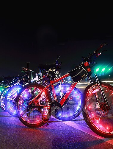  LED 自転車用ライト パルブキャップフラッシングライト ホイールライト - マウンテンサイクリング バイク サイクリング 防水 パータブル 耐久 電池 400 lm バッテリー サイクリング - アカシア / IPX-4