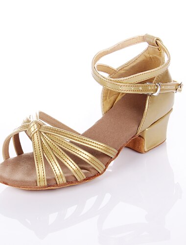  Damen Schuhe für den lateinamerikanischen Tanz Tanzschuhe Leistung Innen Satin Grundlegend Absätze Starke Ferse Silber Schwarz Gold