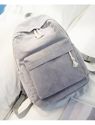  女性用 バックパック スクールバッグ バックパック 日常 純色 コーデュロイ 調整可能 大容量 ジッパー ブラック アーモンド ピンク