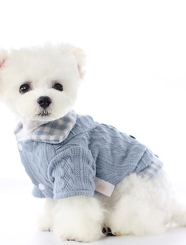 manteau pour chien chandail à carreaux décontracté / quotidien mignon décontracté / quotidien hiver vêtements pour chiens vêtements pour chiots tenues pour chiens bleu chaud rose costume chien