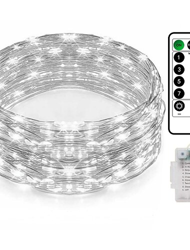  elegante LED-Lichterkette für Hochzeitsempfänge und Partys, 20 m, 200 LEDs, dekorative Lichterkette aus Kupferdraht mit Fernbedienung, 8 Beleuchtungsmodi für die Raumdekoration von