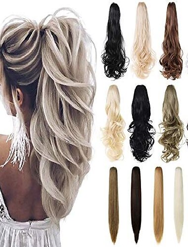  moños moño cola de caballo con garra pelo sintético pieza de cabello extensión de cabello ondulado fiesta diario fiesta y noche marrón claro