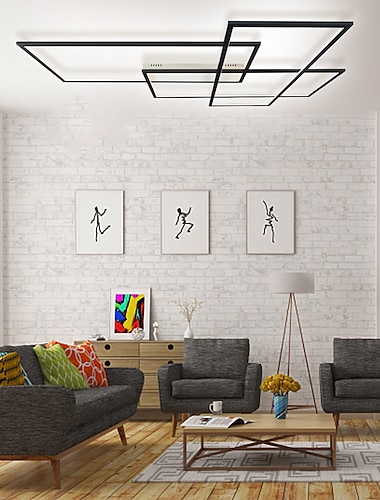  Φωτιστικό οροφής led τετράγωνο σχήμα 113 cm γραμμικό σχέδιο χωνευτά φώτα αλουμινίου μοντέρνα βαμμένα φινιρίσματα φωτιστικό σαλονιού 85-265v μόνο με δυνατότητα ρύθμισης ρύθμισης με τηλεχειριστήριο