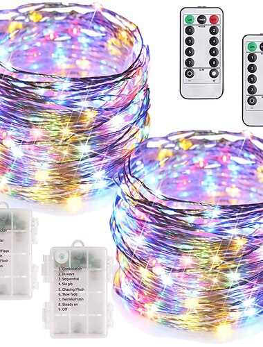  Luces de cadena LED 5M 50LEDs con control remoto temporizador luces de hadas alimentadas por batería para decoración de dormitorio interiores y exteriores multicolor