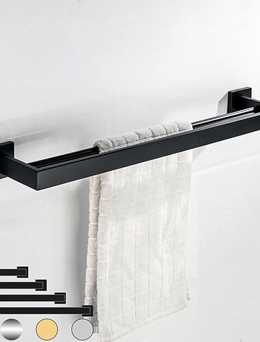  handdoekhouder voor badkamer, roestvrijstalen torenstang wandgemonteerde badkameraccessoires torenstang 30-60cm (zwart / chroom / goud / geborsteld nikkel)