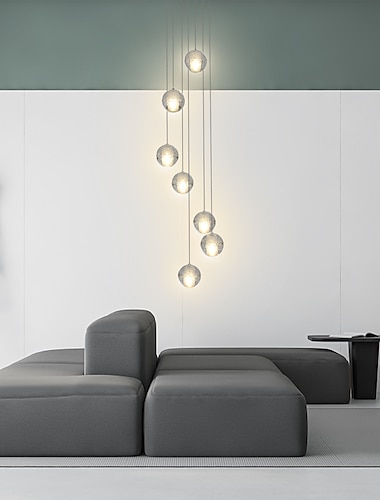  7-light 10 (4 ") الكريستال led قلادة ضوء تصميم كروي مجموعة معدنية الكروم الحديثة المعاصرة لغرفة الطعام 90-240 فولت