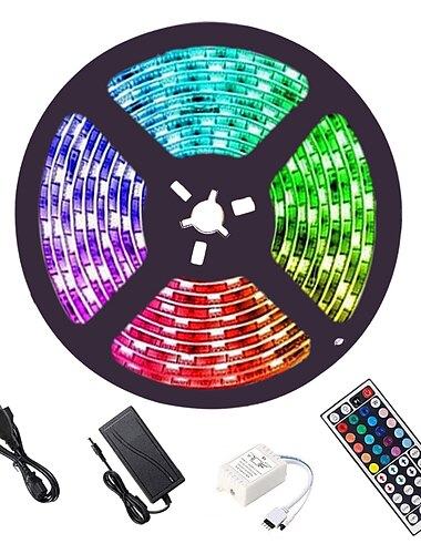  5m 16.4ft led strip verlichting rgb tv achtergrondverlichting slaapkamer keuken decor 300 x 5050smd ir 44key afstandsbediening zelfklevende kleur veranderende