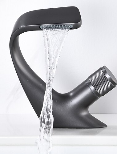  Waschbeckenarmatur für Badezimmer, neuartige Wasserfall-Mischbatterie, Einhebelmischer, Einloch-Badewannenarmatur mit Warm- und Kaltwasserschlauch