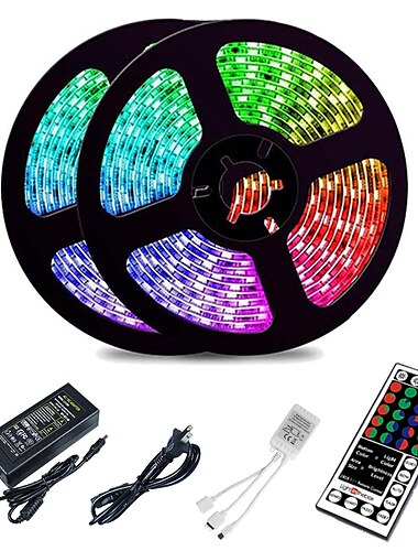  led strip lichten rgb 10m tiktok lichten 2835 smd 600 led string tape 44 key ir afstandsbediening led lint tape onder kast kast decoratie