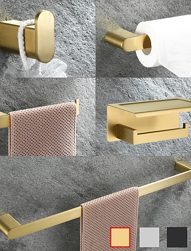  badrumsutrustning tillbehörsset -handduksstång toalettpappershållare klädsel krok - rostfritt stål lågkolhalt stål metall väggmonterad