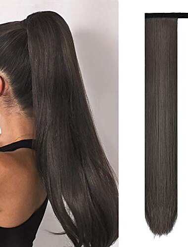  estensioni coda di cavallo dritte lunghe avvolgenti clip di capelli sintetici in estensioni dei capelli coda di cavallo capelli sintetici 28 pollici 150 g