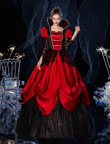  Gotisk Rokoko Vintage Inspirert Kjoler Party-kostyme Maskerade Prinsesse Shakespeare Helfarge Ballkjole Dame Royal Jul Halloween Karneval Fest Maskerade Bryllupsfest Voksne Kjole Alle årstider
