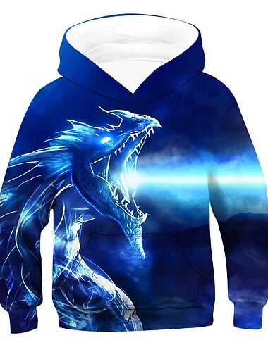  Barn Pojkar Huvtröja och sweatshirt Långärmad Djur Blå Svart Orange Barn Blast Aktiv Grundläggande Barnens Dag