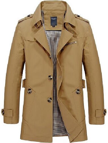  Herren Wintermantel übergangsjacke Mantel Trenchcoat Kurzermantel Geschäft Lässig Baumwolle Windjacke Oberbekleidung Bekleidung Einfarbig Reverskragen mit Schlitz