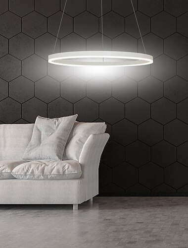  Lámpara colgante led de 1 luz 60cm círculo de aluminio acabados pintados regulable 30w para comedor dormitorio con pantalla acrílica en negro café dorado