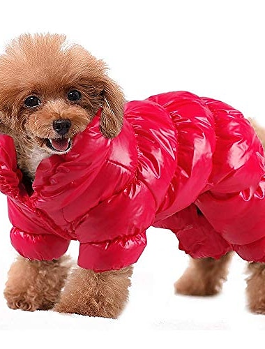  χειμερινό παλτό σκύλου αδιάβροχη αντιανεμική στολή χιονιού για σκύλους ζεστά φλις χειμωνιάτικα ρούχα για κατοικίδια για τσιουάουα κανίς γαλλικά μπουλντόγκ pomeranian σκυλάκια (κόκκινο)