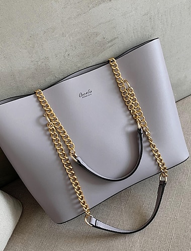  حقيبة توت سوداء بأشرطة سلسلة ذهبية - حقيبة يد جلدية أنيقة وواسعة للنساء، مثالية للعمل والسفر والاستخدام اليومي