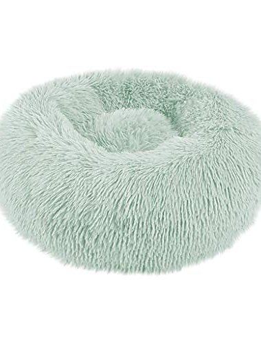  donut knuffel kalmerende bed, ultrazachte pluche hond kat diep slaapbed winter warm rond pluizig huisdier nest (groen, s)