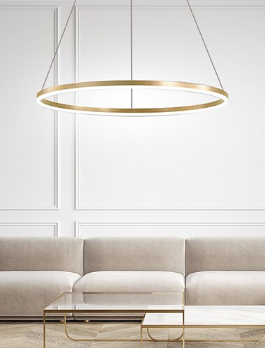  LED pendente de 40/60/80 cm 1-luz anel circunferencial design de alumínio escurecido pintados acabamentos luxuosos estilo moderno sala de jantar lâmpadas pendentes 110-240v somente regulável com